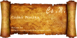 Csákó Mónika névjegykártya